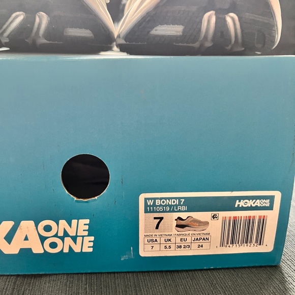Hoka Bondi 7 Grey and Orange/blue Athletic Shoes - Picture 4 of 9